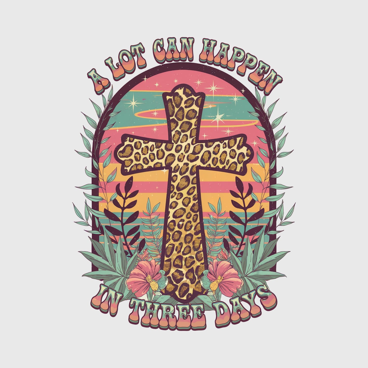 Leopard Cross Sunset Praise Transfer