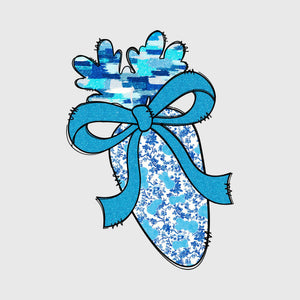 Blue Toile Carrot Bow Transfer