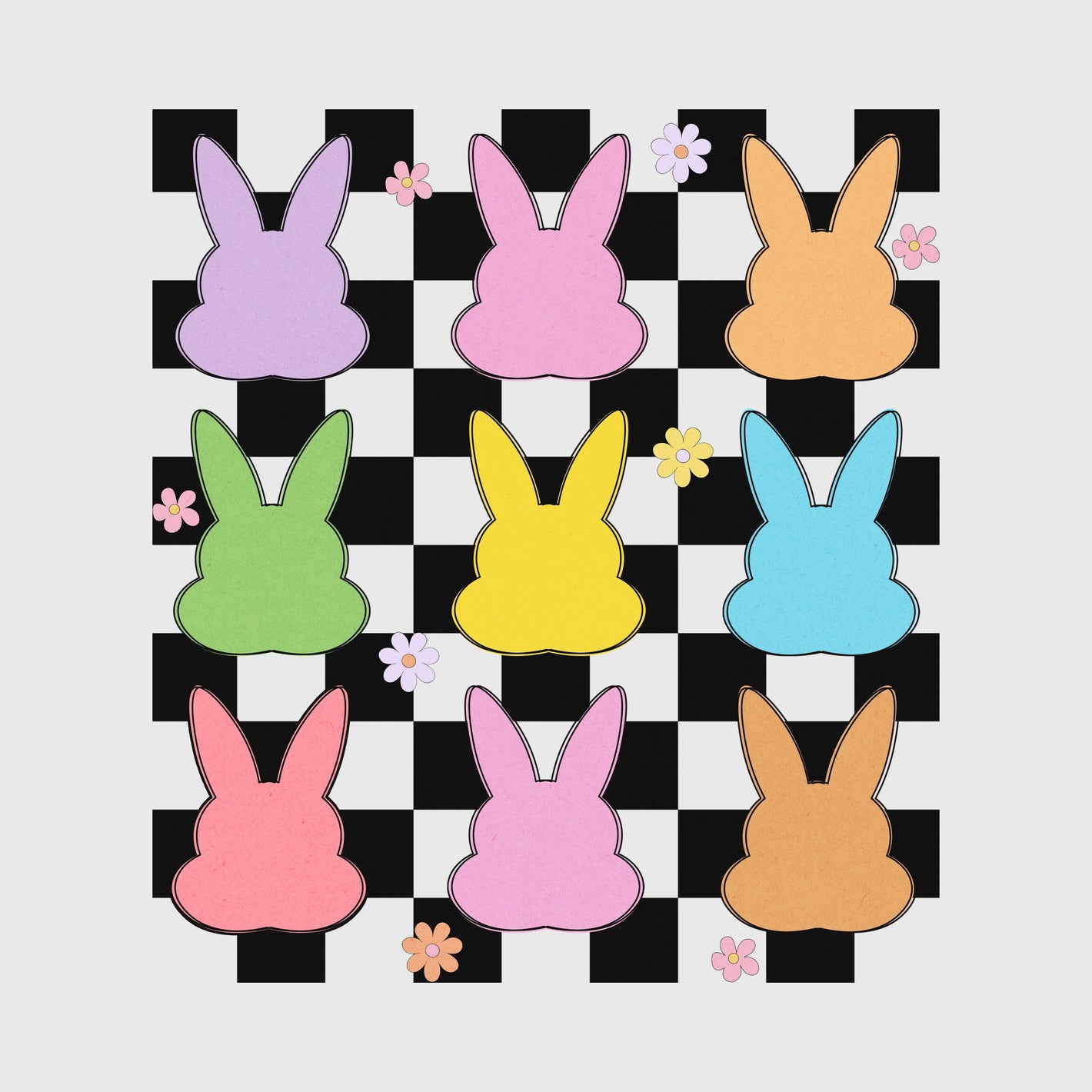 Pastel Check Bunny Grid Transfer