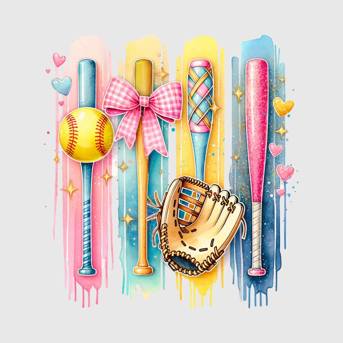 Pastel Batline Softball Transfer