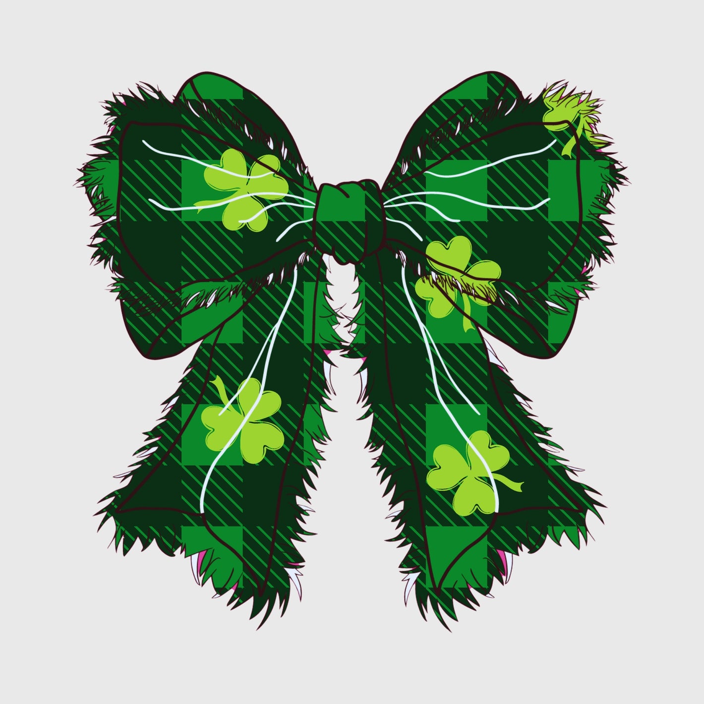 Plaid Clover Bow Transfer