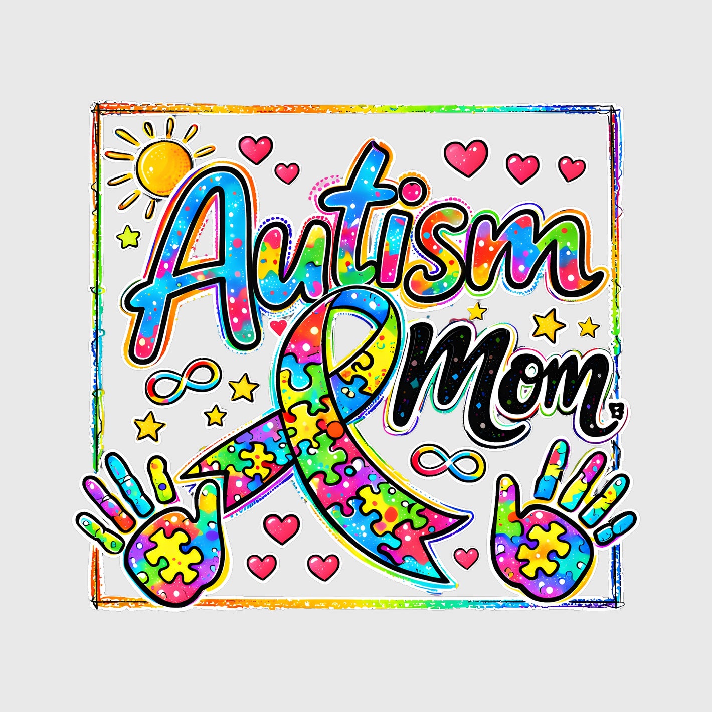 Colorful Autism Mom Transfer