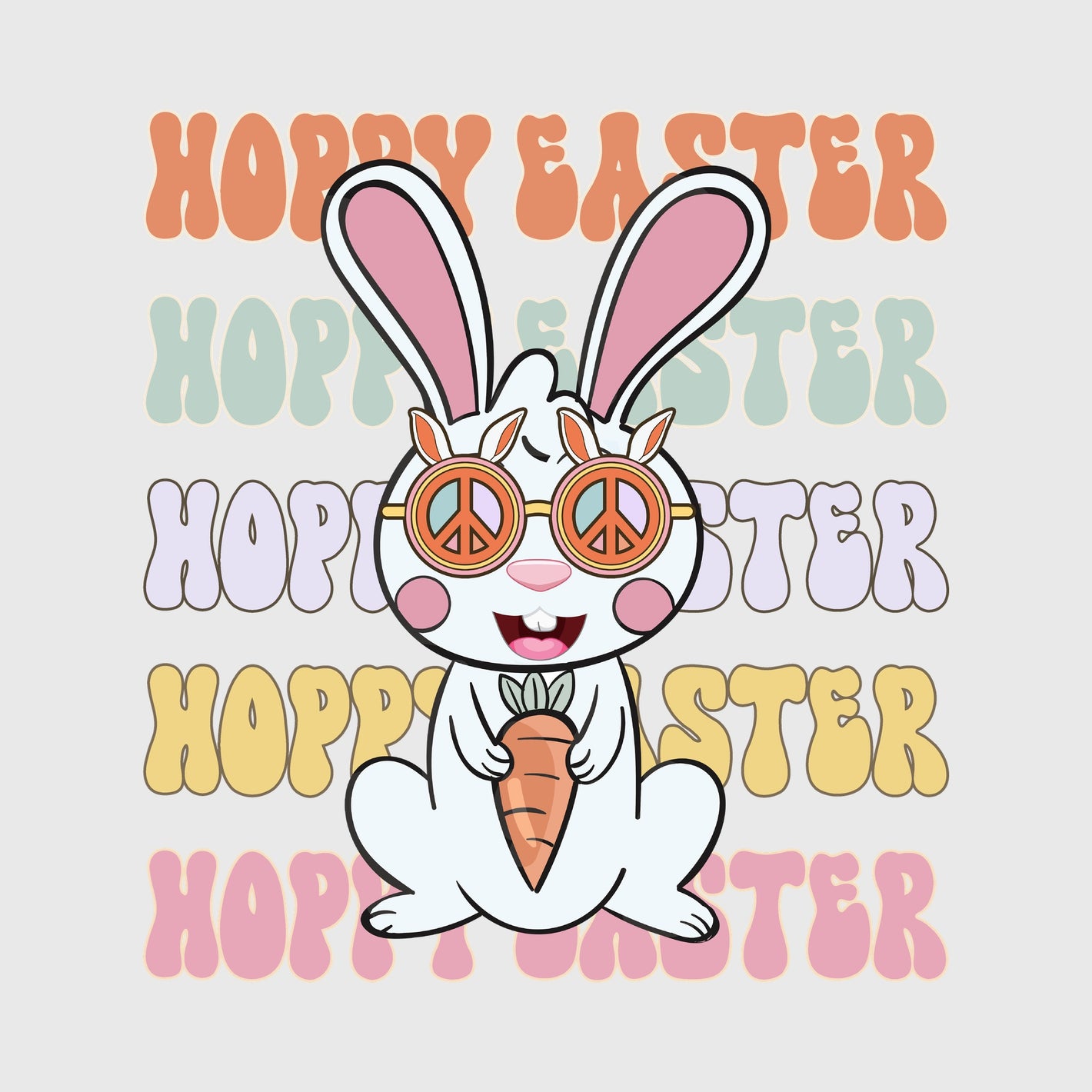Groovy Peace Bunny Hopper Transfer