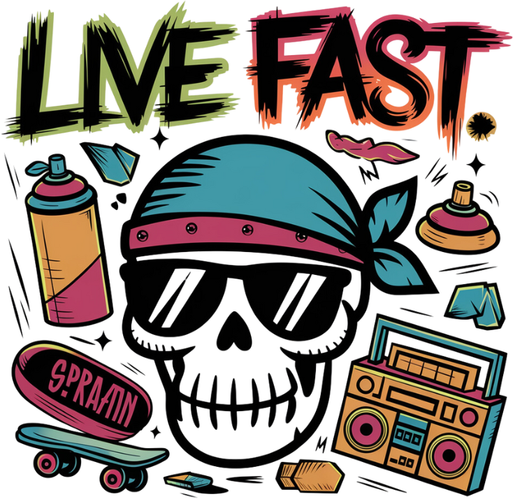Live Fast Skull Vibe Transfer