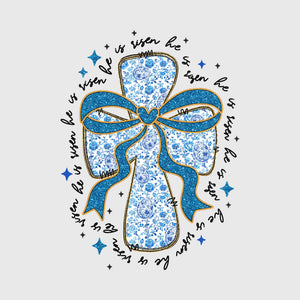Blue Bow Cross Transfer