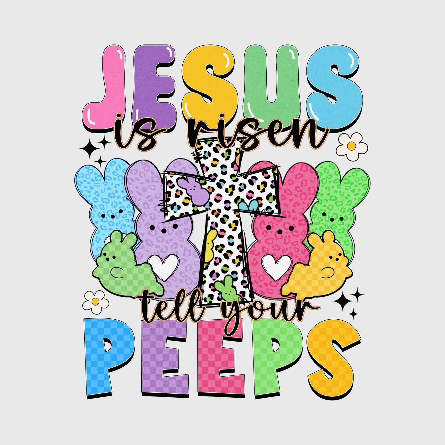 Bold Cross Peeps Praise Transfer