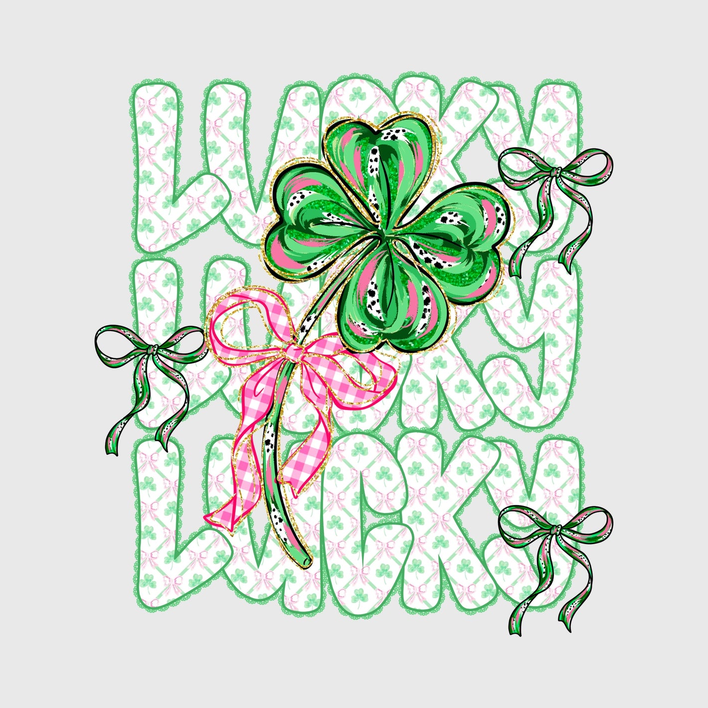 Lucky Lucky Lucky Bow Transfer