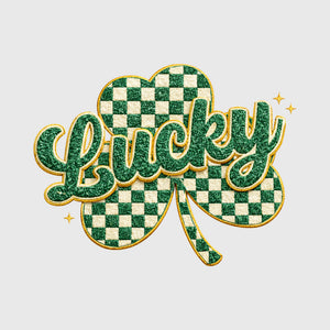 Gingham Gold Clover Transfer