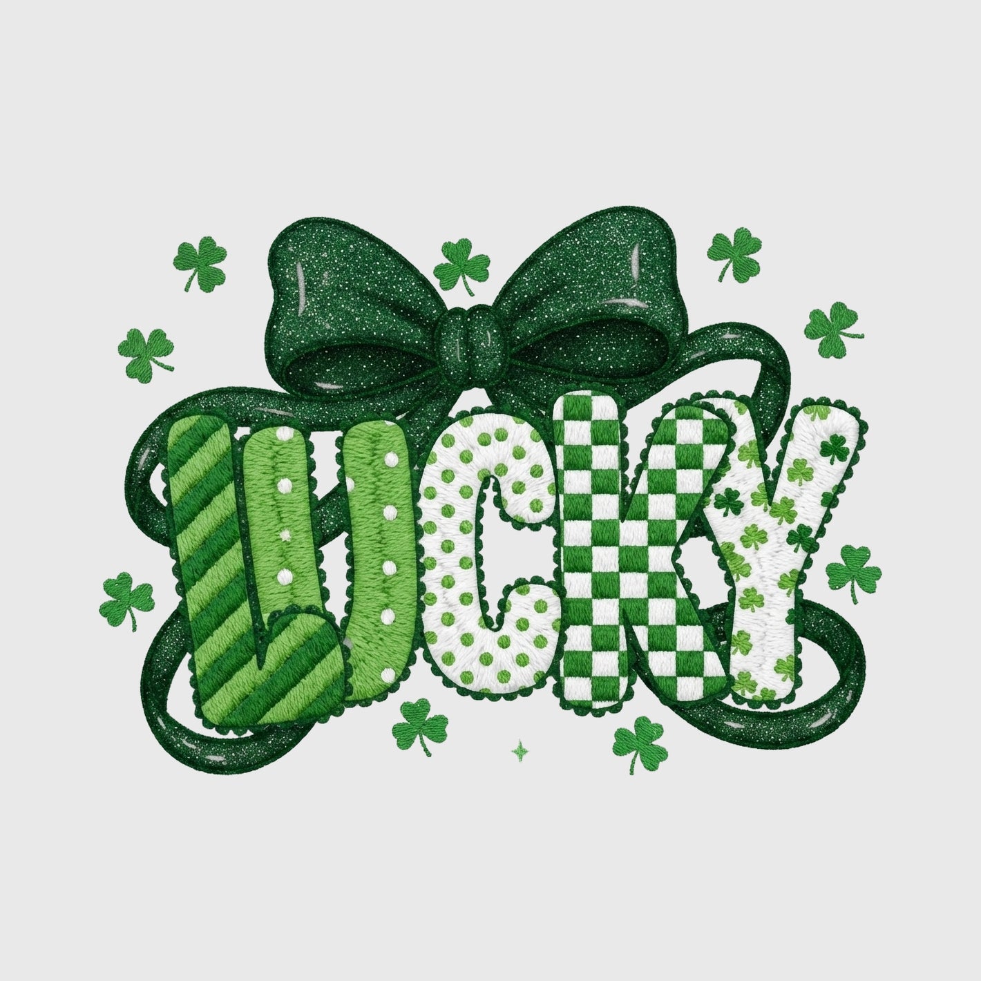 Shamrock Stitch Bow Transfer