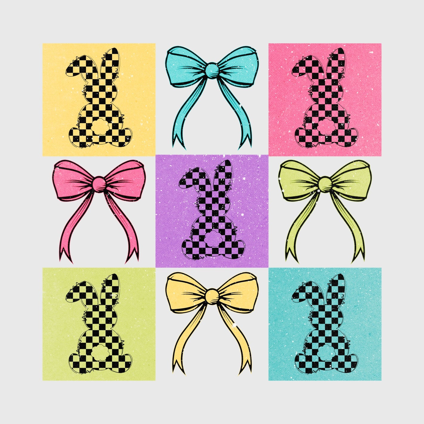 Retro Pop Bunny Grid Transfer