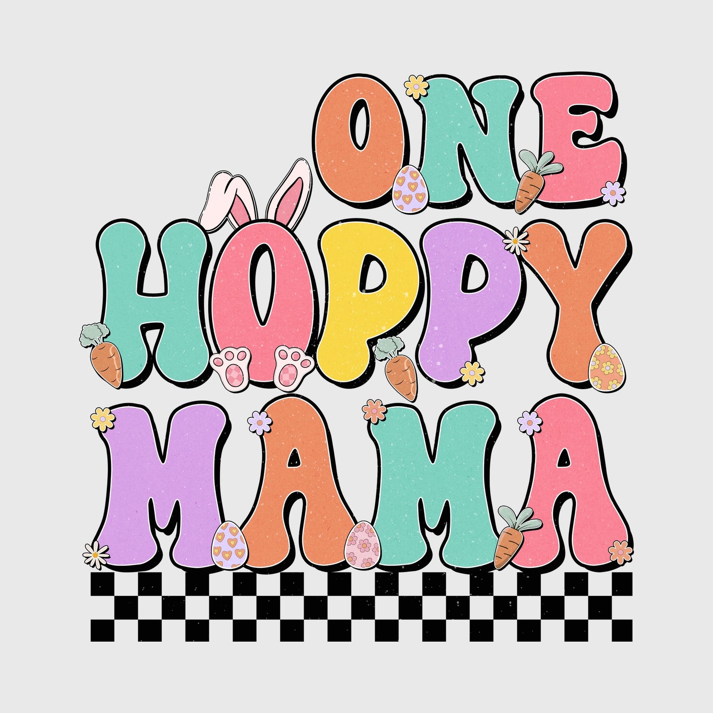 Retro Bloom Hoppy Mama Transfer