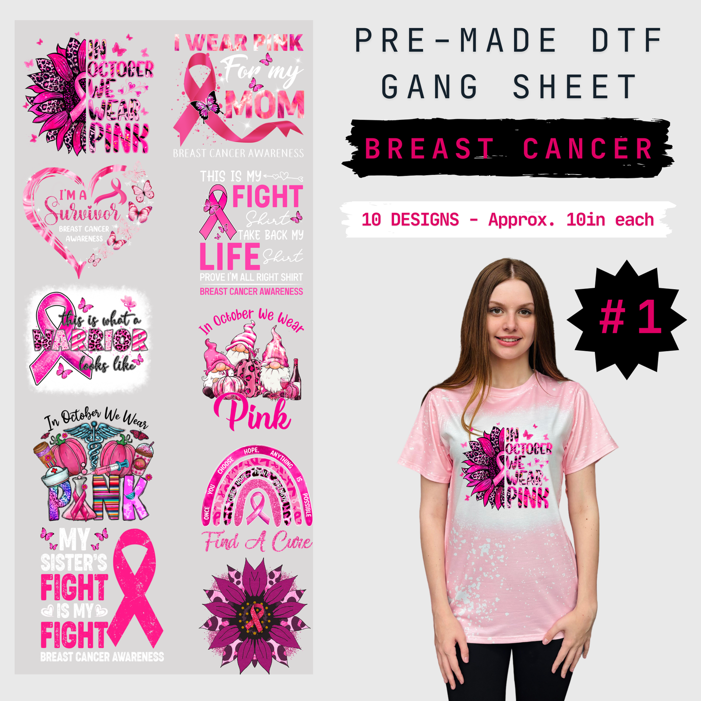 Breast Cancer Pre-Made Gang Sheet - 1