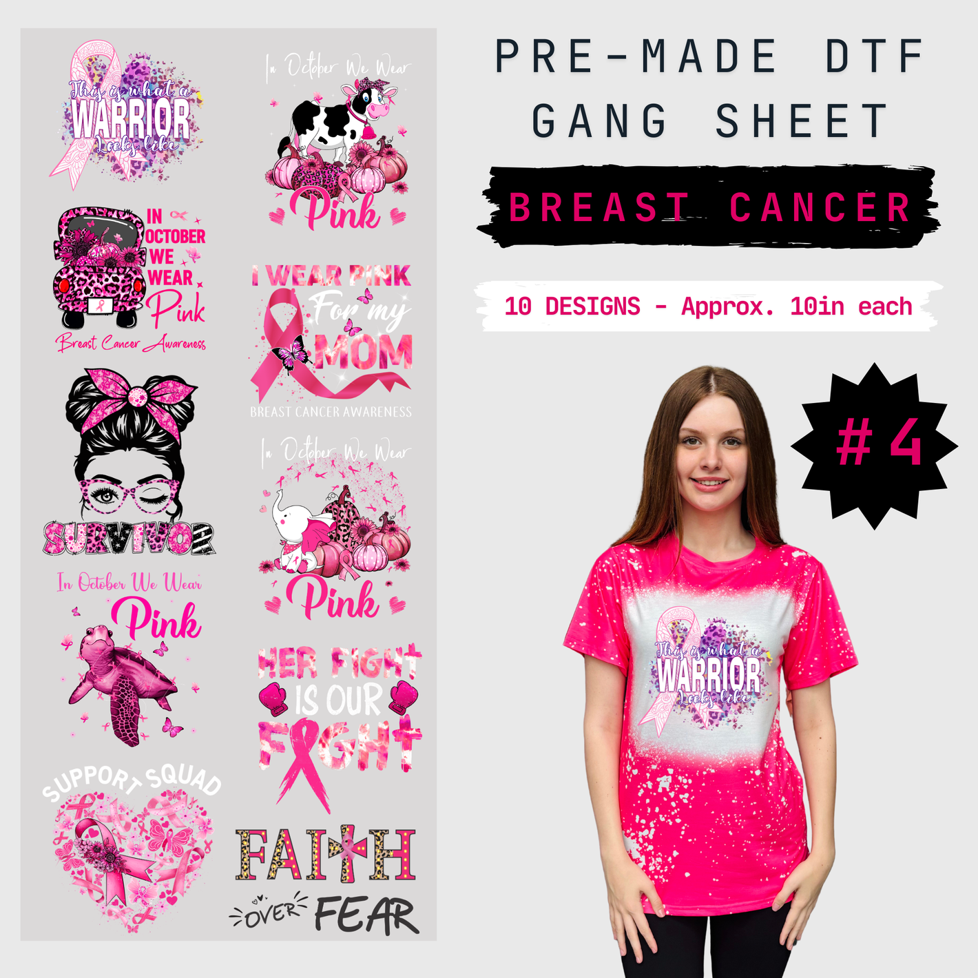 Breast Cancer Pre-Made Gang Sheet - 4