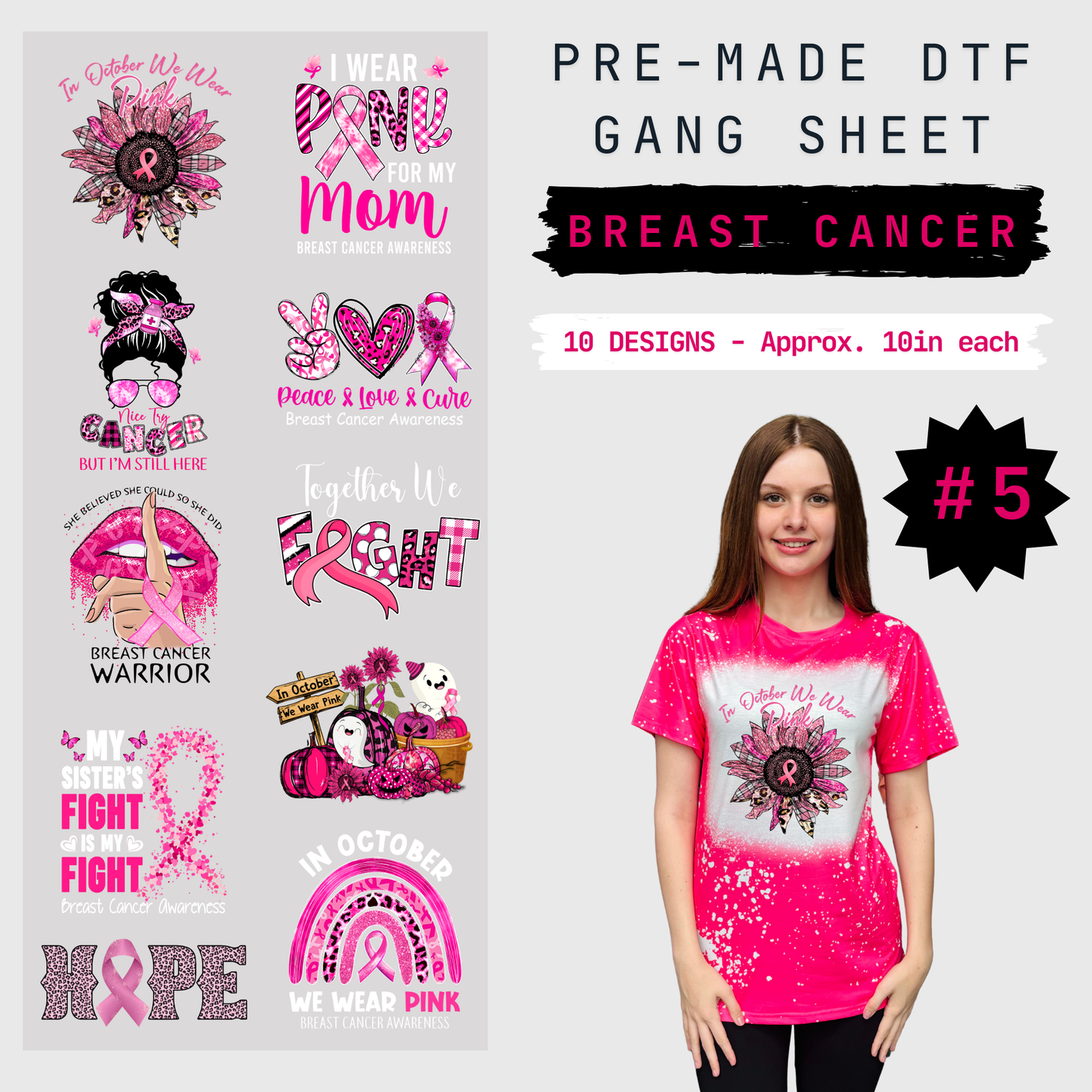 Breast Cancer Pre-Made Gang Sheet - 5