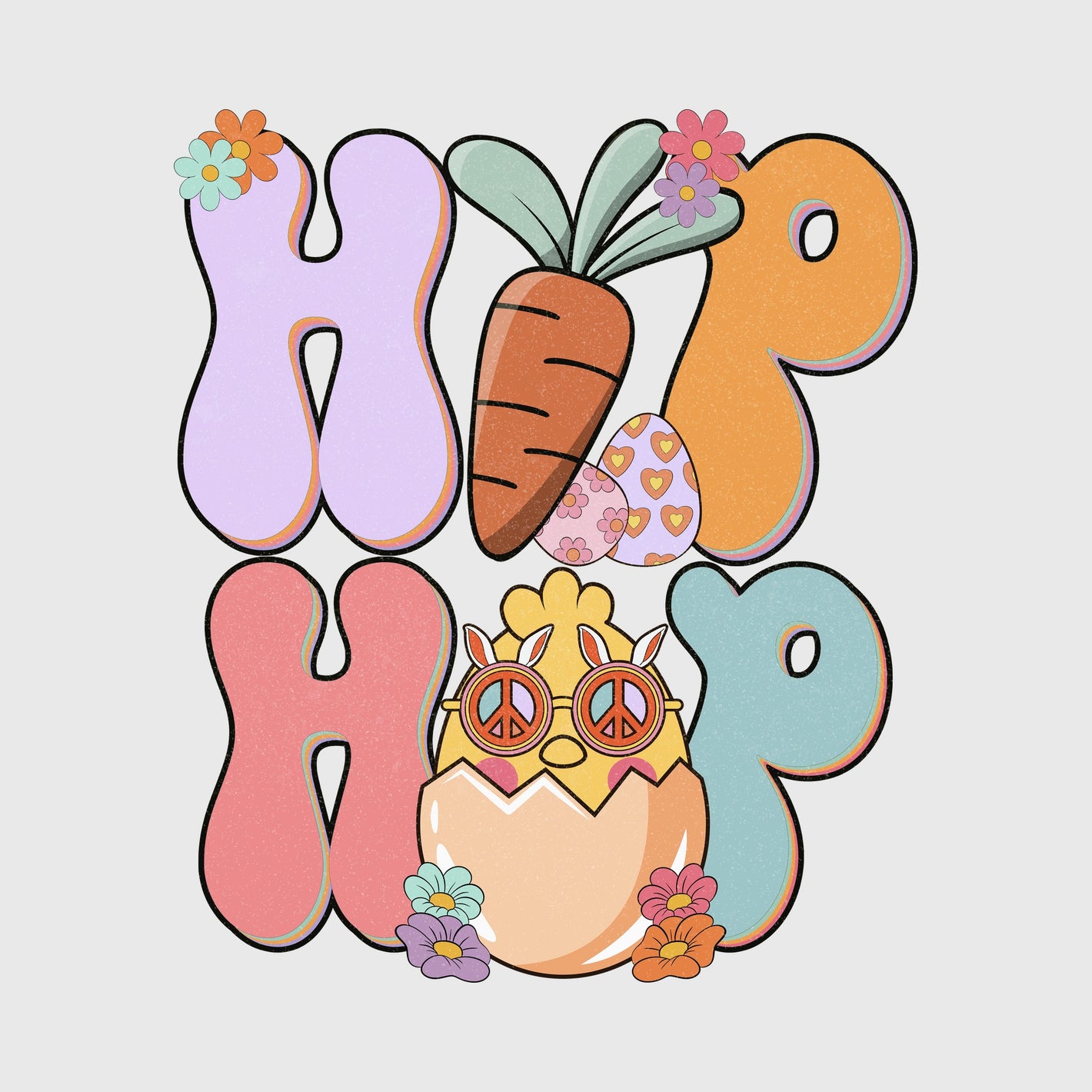 Peace Chick Hoppy Hop Transfer