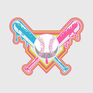 Neon Drip Crossed Bats Transfer