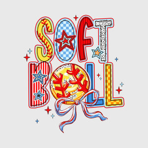 Patchwork Star Softball Transfer