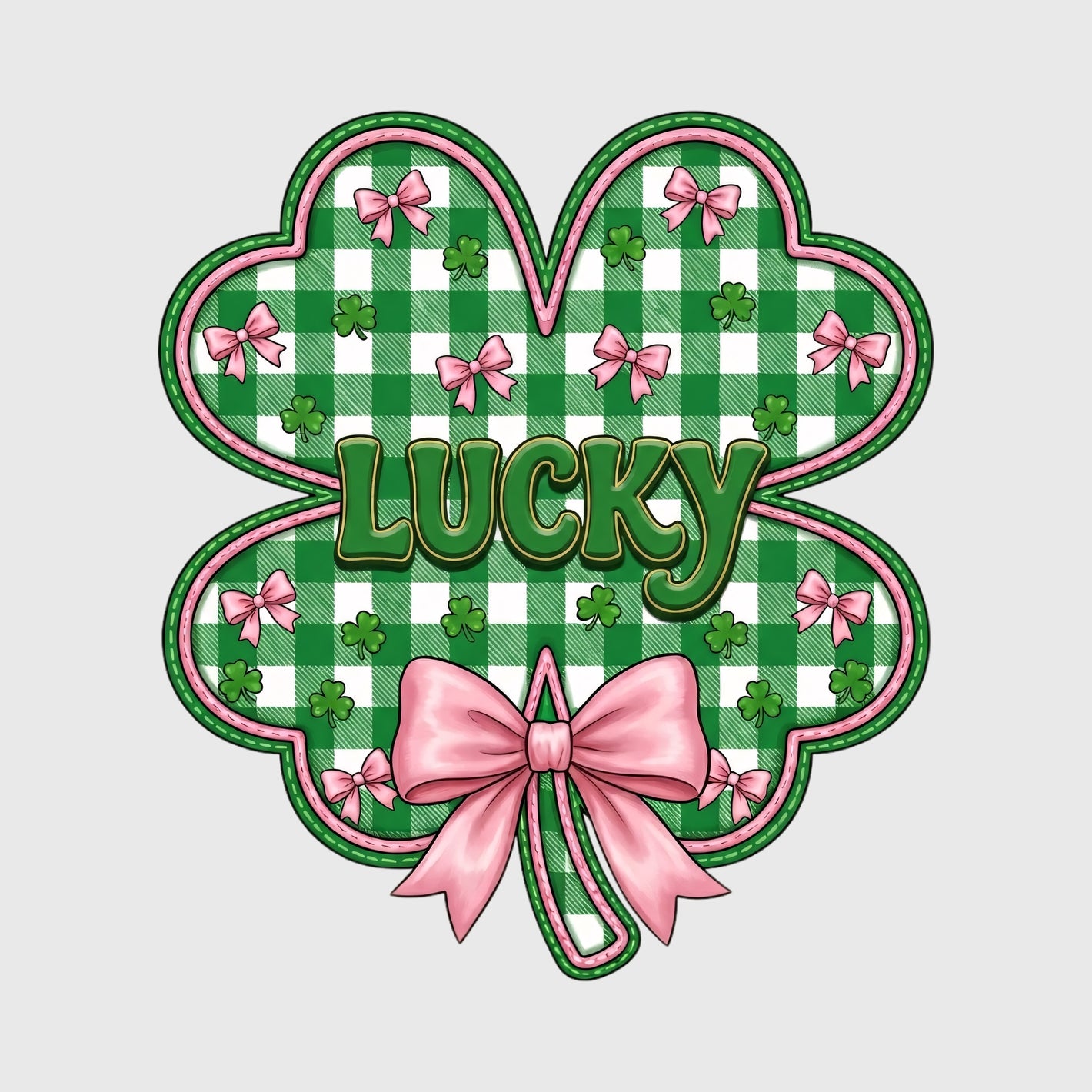 Pink Bow Clover Transfer