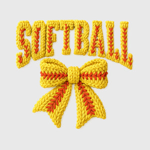 Yarn Stitch Softball Bow Transfer