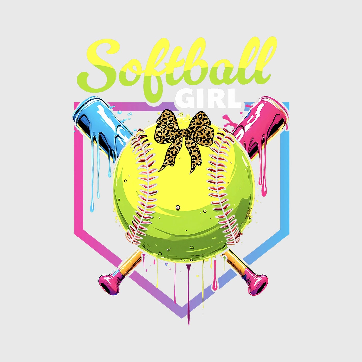 Leopard Drip Softball Girl Transfer