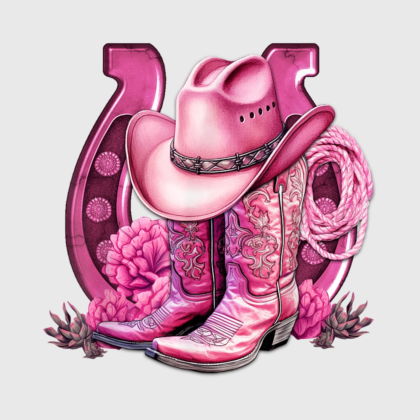 Pink Horseshoe Cowgirl Transfer