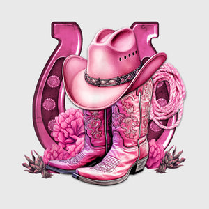 Pink Horseshoe Cowgirl Transfer