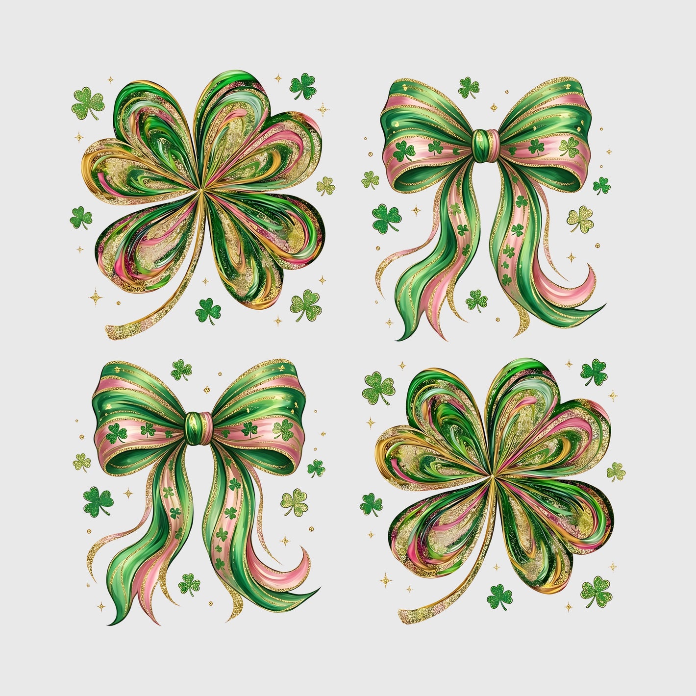 Glitter Bow Shamrock Transfer