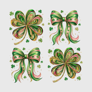 Glitter Bow Shamrock Transfer