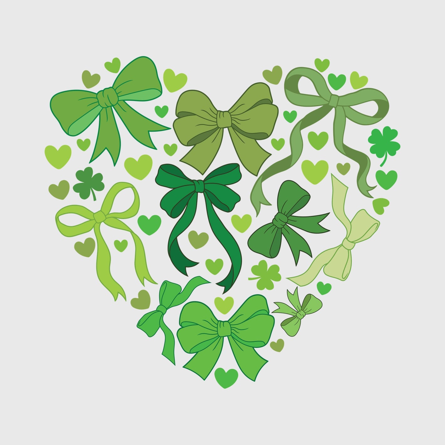 Emerald Bow Heart Transfer