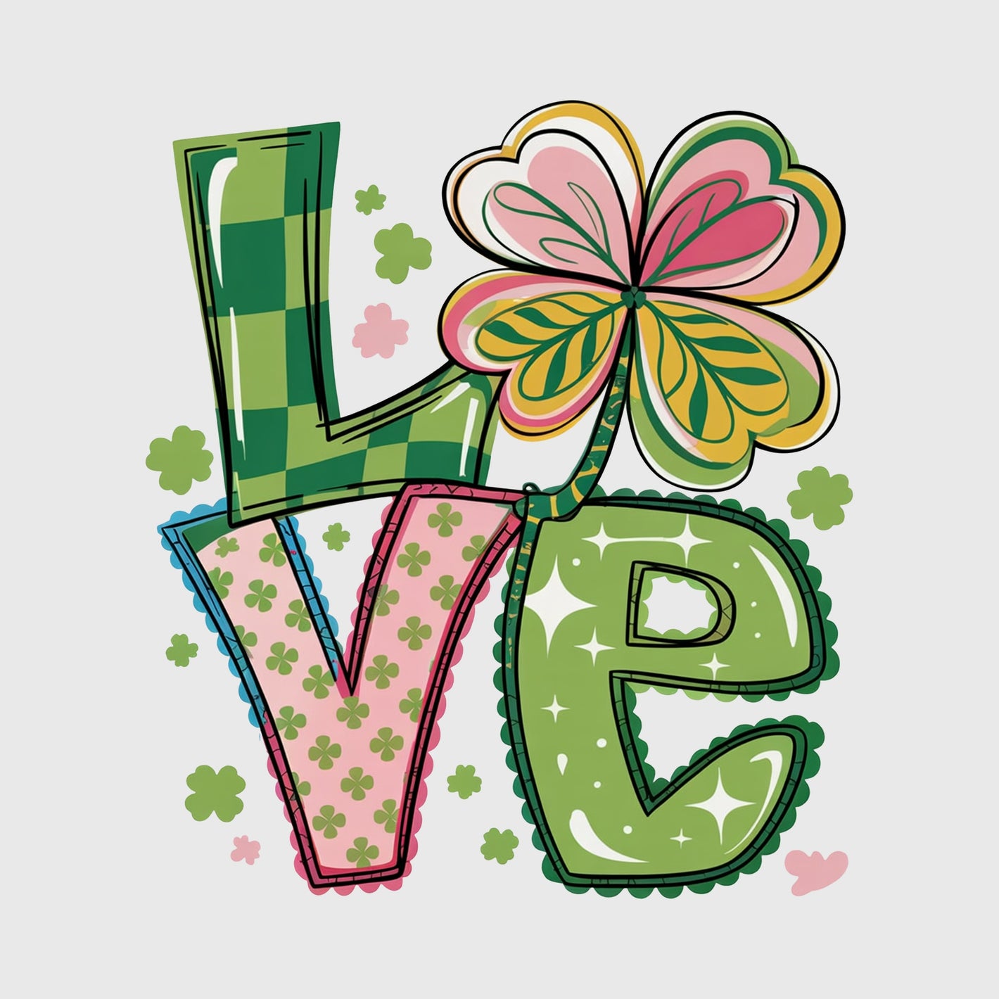 Patchwork Clover Love Transfer