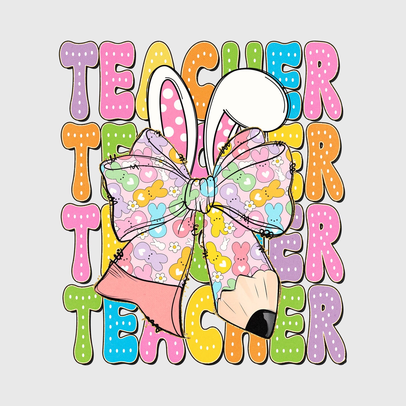 Coquette Easter Teacher Bow Transfer