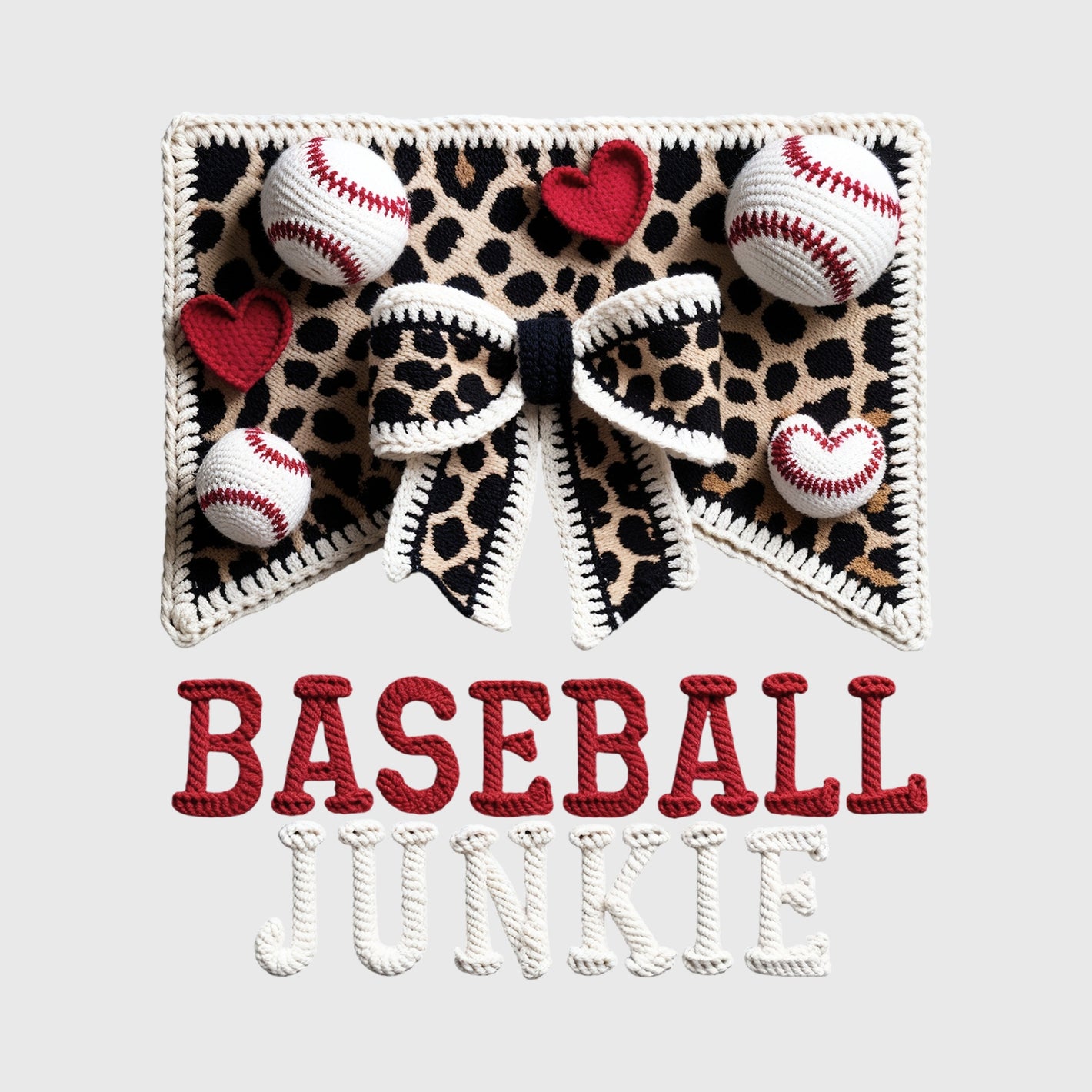 Leopard Bow Baseball Junkie Transfer