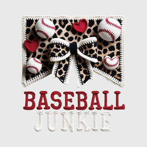 Leopard Bow Baseball Junkie Transfer