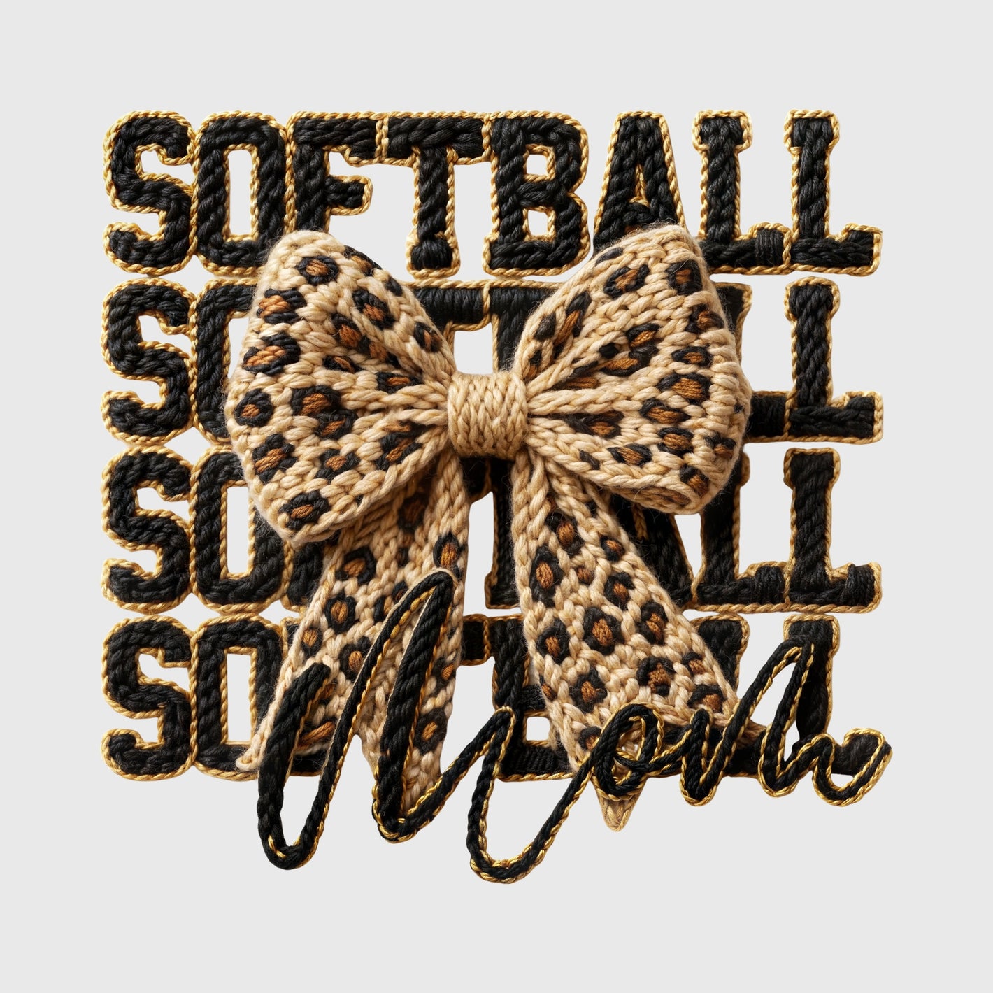 Knit Bow Softball Mom Transfer