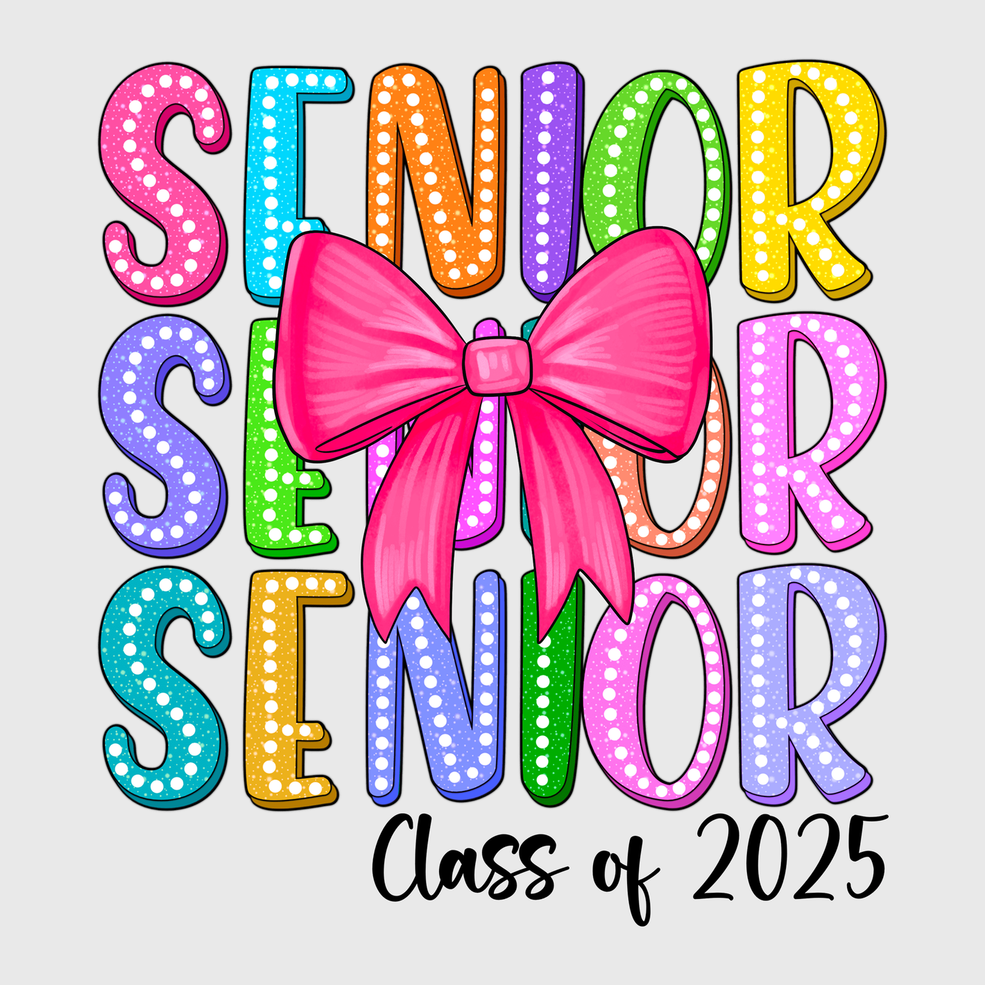 Senior with Pink Bow Transfer