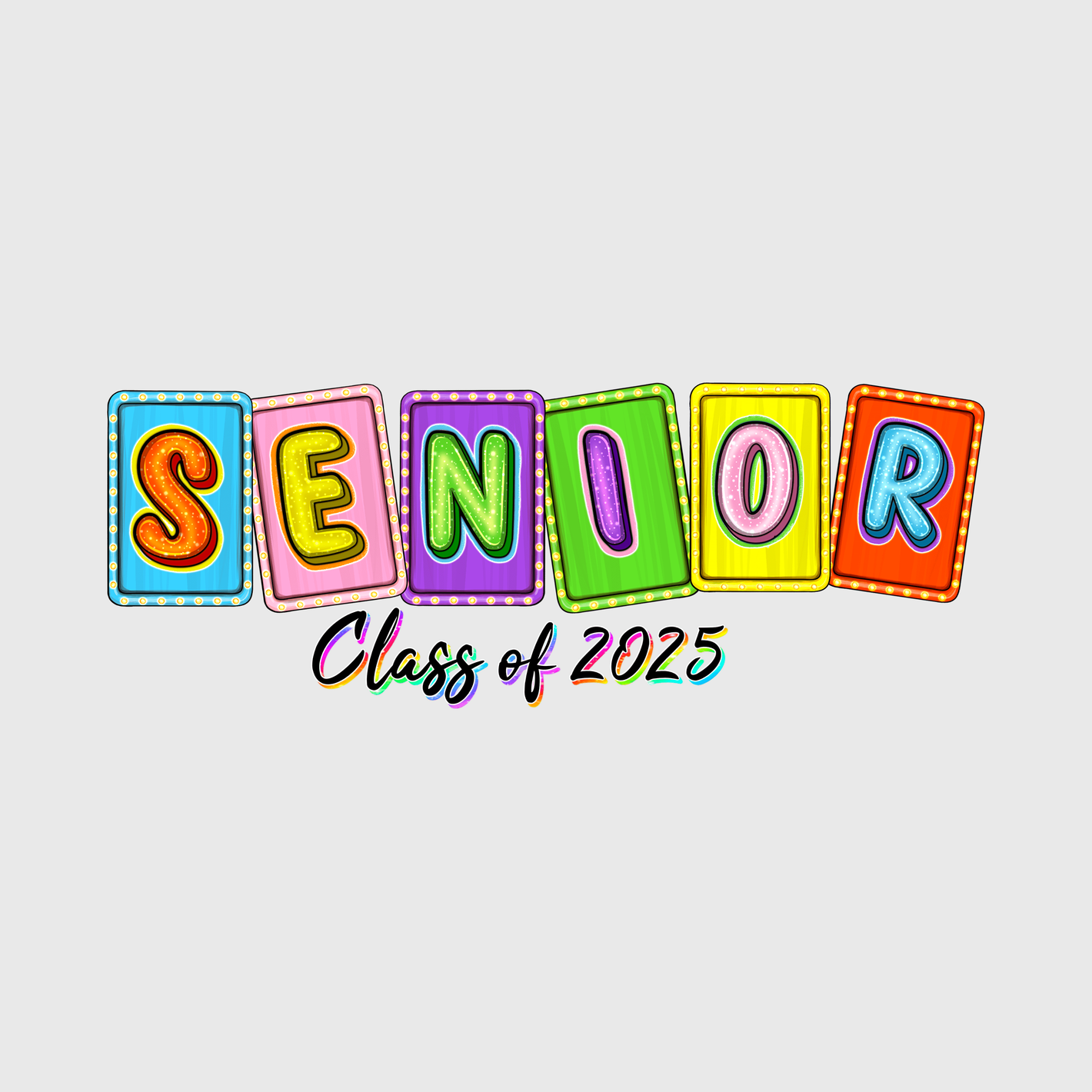 Senior Class of 2025 Colorful Block Transfer