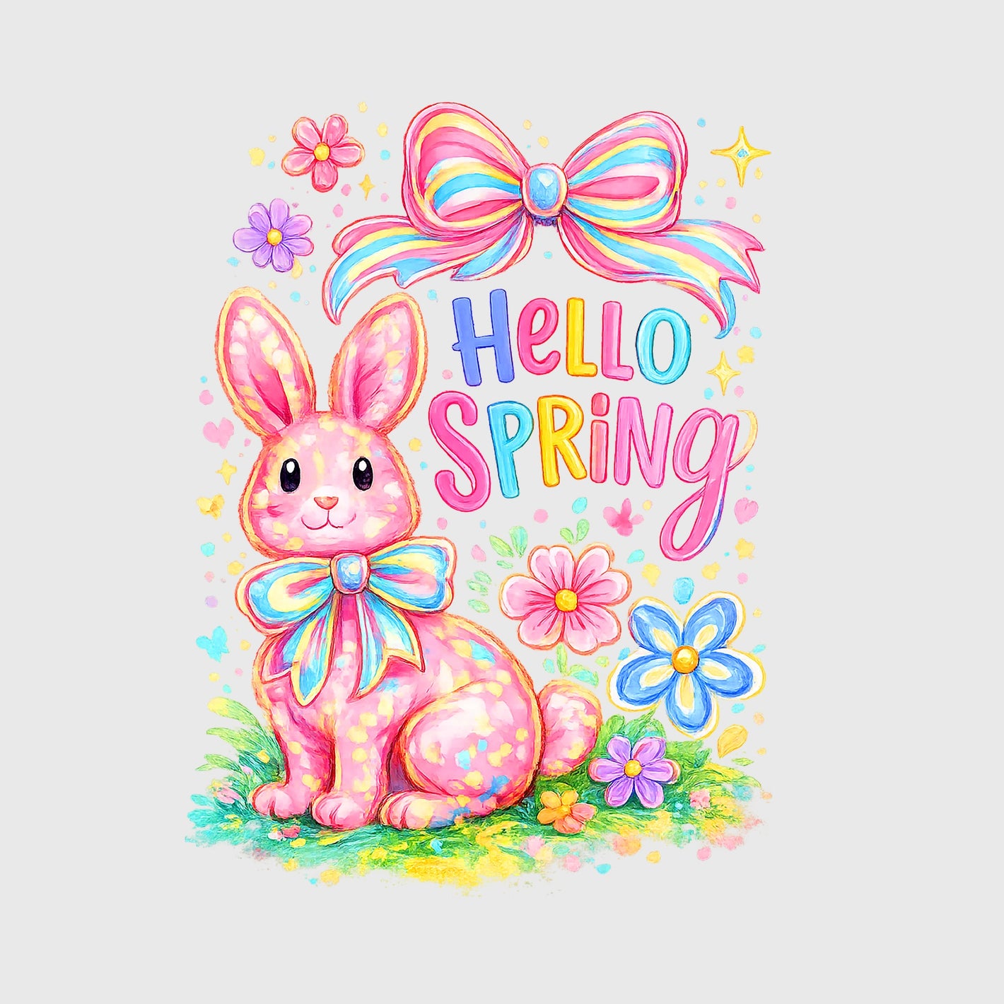 Pastel Bunny Spring Transfer