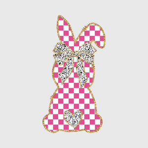 Glitter Trim Check Bunny Transfer