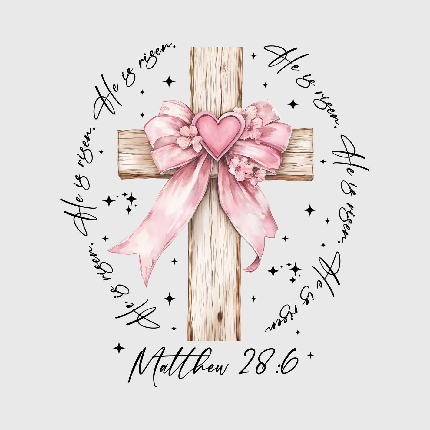 Heart Bow Wooden Cross Transfer