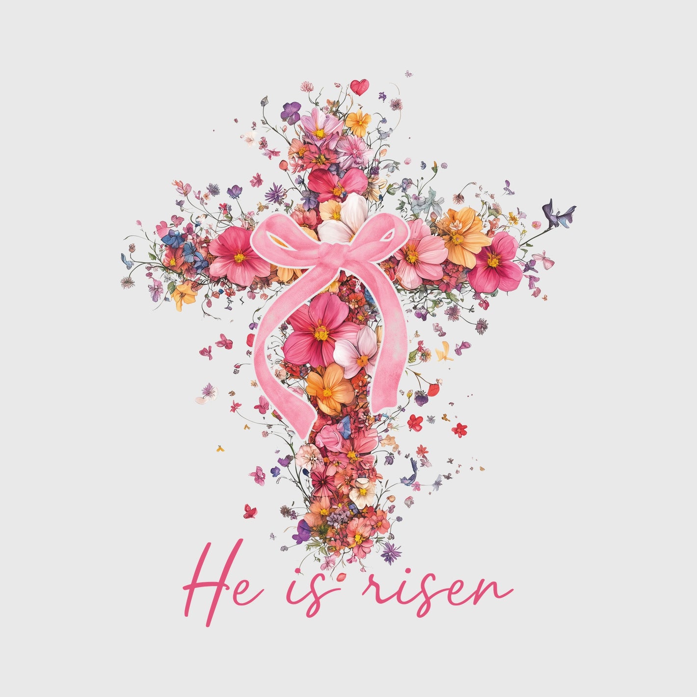 Blossom Cross He Is Risen Transfer