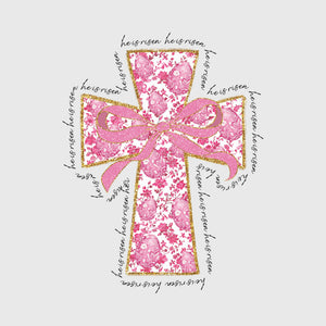 Pink Floral Risen Cross Transfer